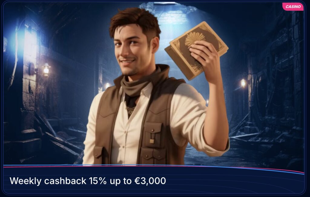 Weekly cashback 15% up to €3000 from Boomerang-bet
